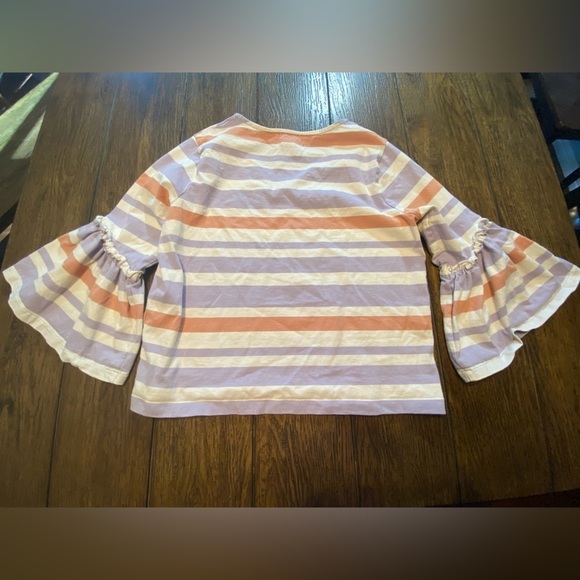 Madewell Bell Sleeve Blouse Purple And Orange Stripes Size Small B14 - Picture 2 of 4